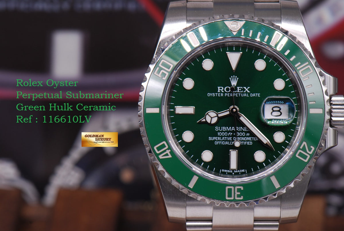 [SOLD] ROLEX OYSTER PERPETUAL SUBMARINER GREEN HULK Ref 116610LV (MINT)