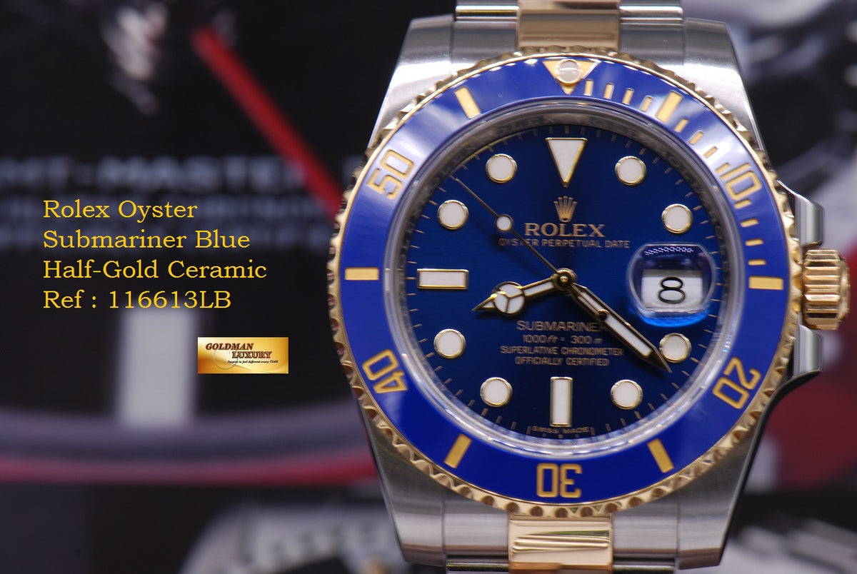 [SOLD] ROLEX OYSTER PERPETUAL SUBMARINER BLUE HALF-GOLD CERAMIC Ref 116613LB (MINT)