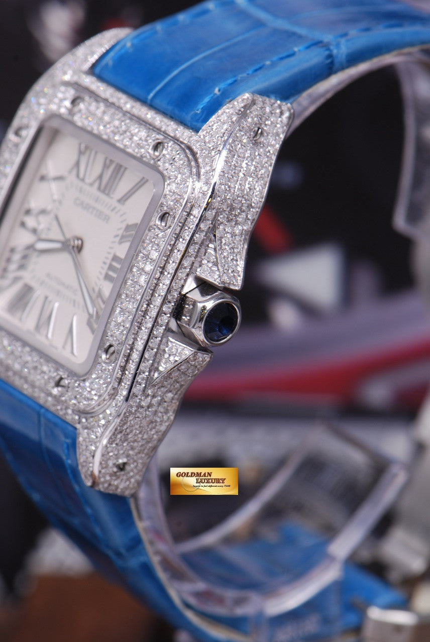 [SOLD] CARTIER SANTOS 100 MIDSIZE LADIES FULL DIAMONDS AUTOMATIC (MINT)