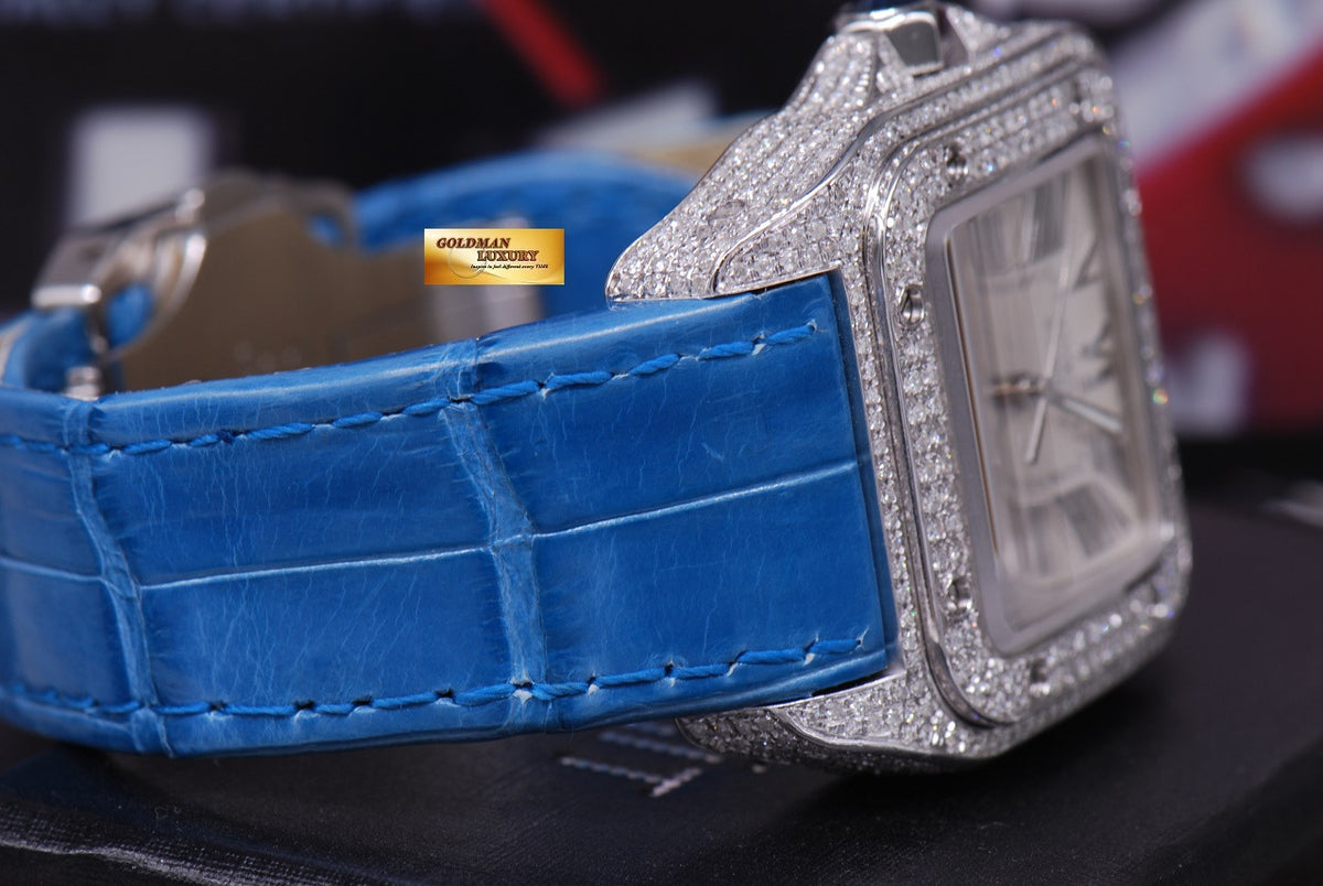 [SOLD] CARTIER SANTOS 100 MIDSIZE LADIES FULL DIAMONDS AUTOMATIC (MINT)