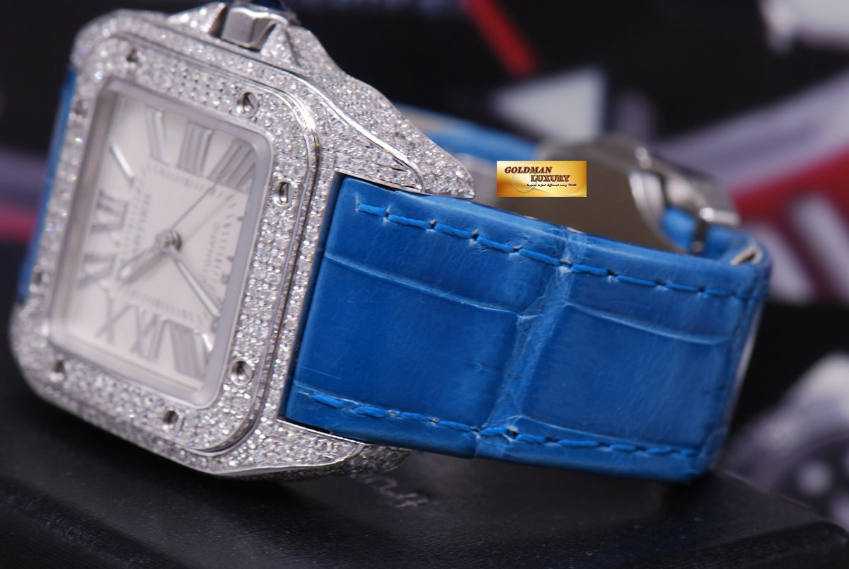 [SOLD] CARTIER SANTOS 100 MIDSIZE LADIES FULL DIAMONDS AUTOMATIC (MINT)