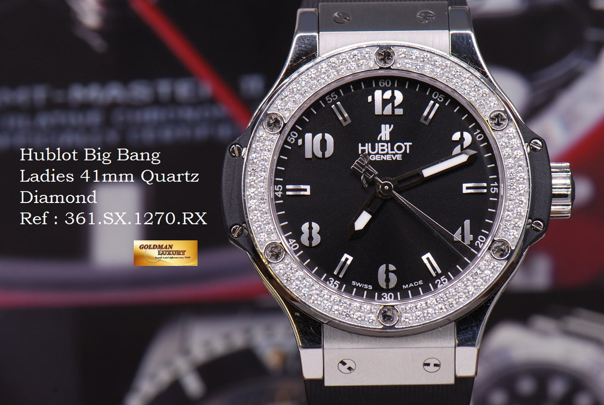 [SOLD] HUBLOT BIG BANG 41mm LADIES DIAMONDS BEZEL QUARTZ 361.SX.1270.RX (MINT)