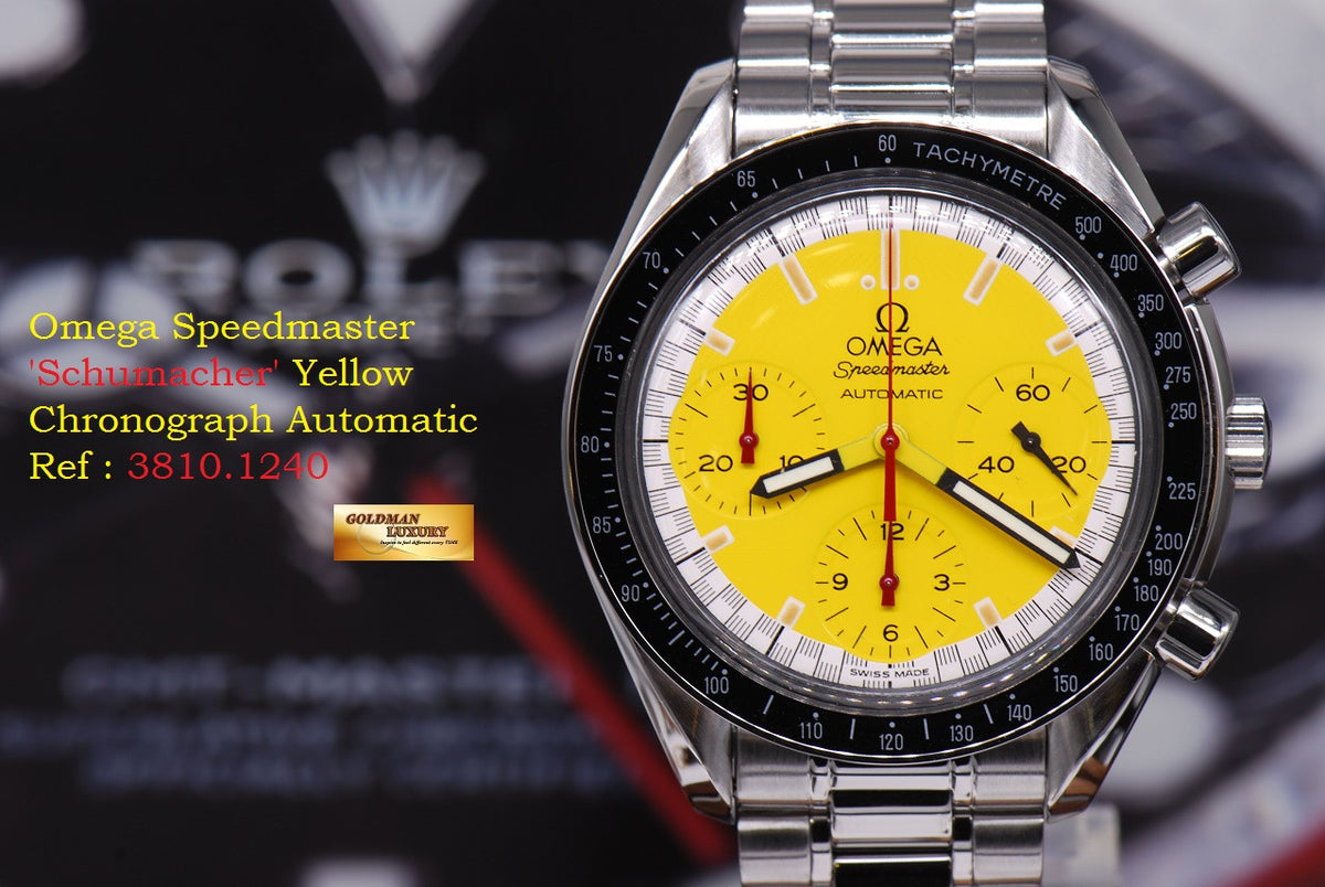 [SOLD] OMEGA SPEEDMASTER “SCHUMACHER” YELLOW CHRONOGRAPH 38mm AUTOMATIC (MINT)