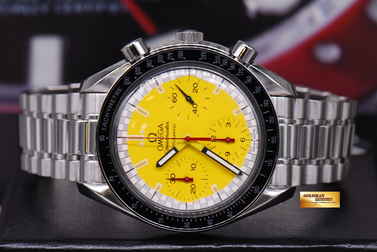 [SOLD] OMEGA SPEEDMASTER “SCHUMACHER” YELLOW CHRONOGRAPH 38mm AUTOMATIC (MINT)