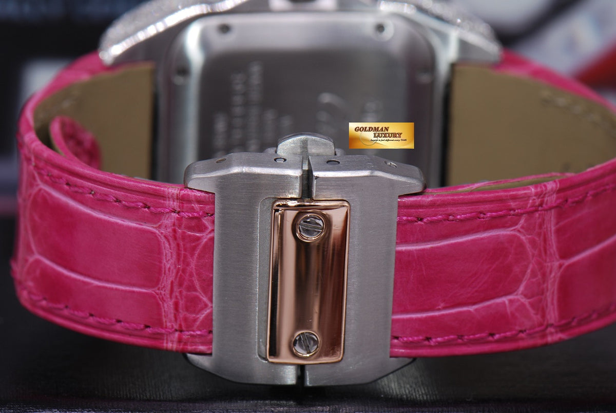 [SOLD] CARTIER SANTOS 100 MIDSIZE LADIES HALF-GOLD FULL DIAMONDS AUTOMATIC (MINT)