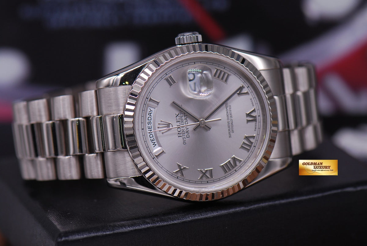 [SOLD] ROLEX OYSTER DAY-DATE PRESIDENT 18K WHITE GOLD AUTOMATIC 118239 (MINT)