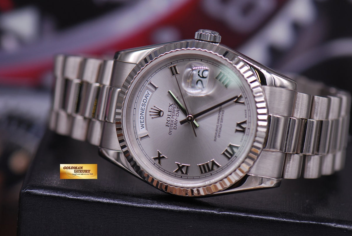 [SOLD] ROLEX OYSTER DAY-DATE PRESIDENT 18K WHITE GOLD AUTOMATIC 118239 (MINT)