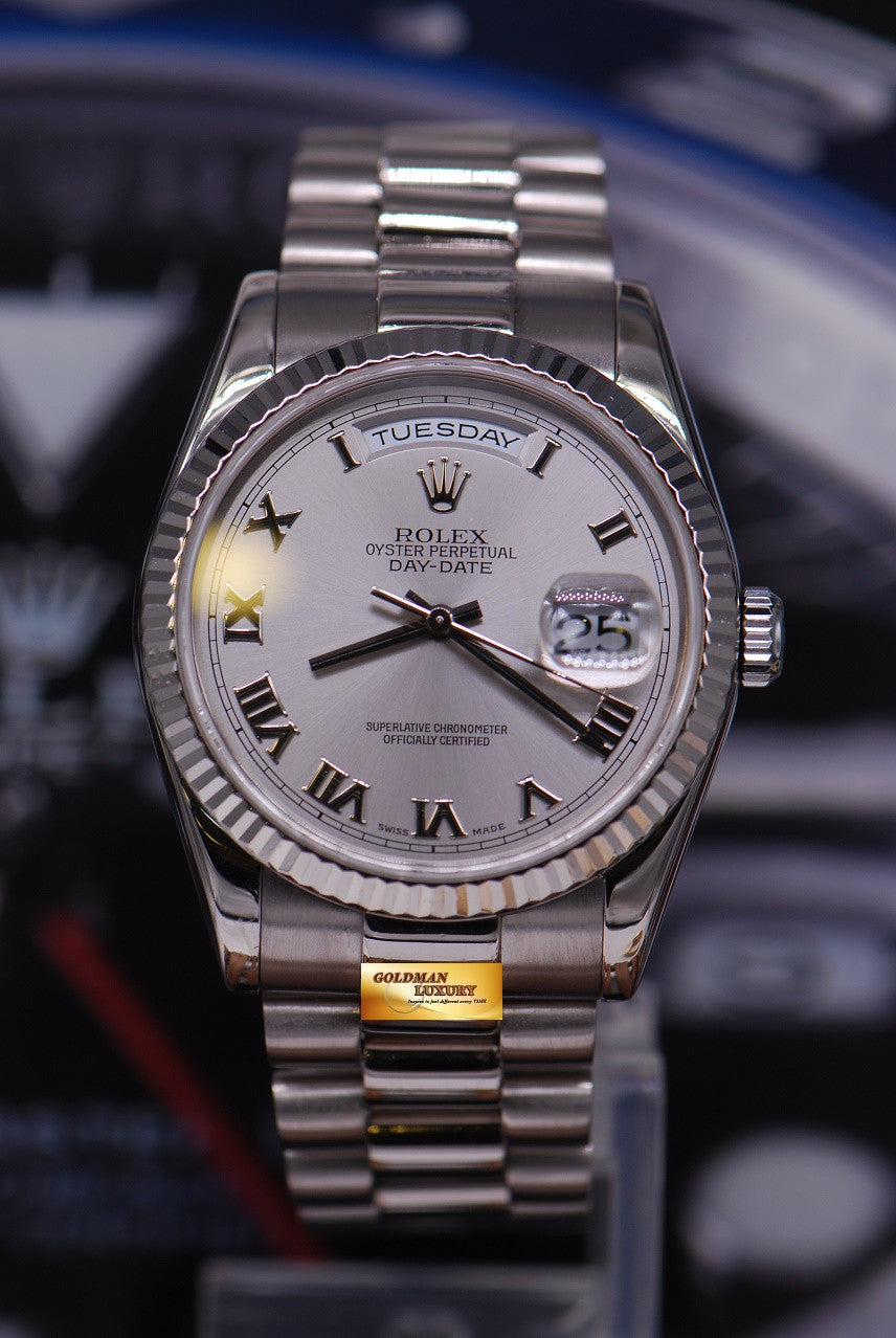 [SOLD] ROLEX OYSTER DAY-DATE PRESIDENT 18K WHITE GOLD AUTOMATIC 118239 (MINT)