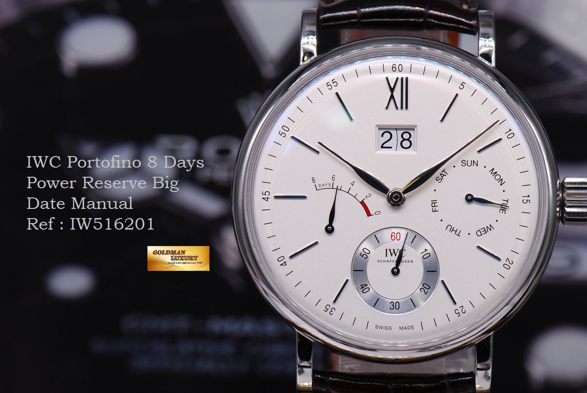 [SOLD] IWC PORTOFINO 8 DAYS POWER RESERVE BIG DATE 45mm MANUAL WINDING WHITE (MINT)