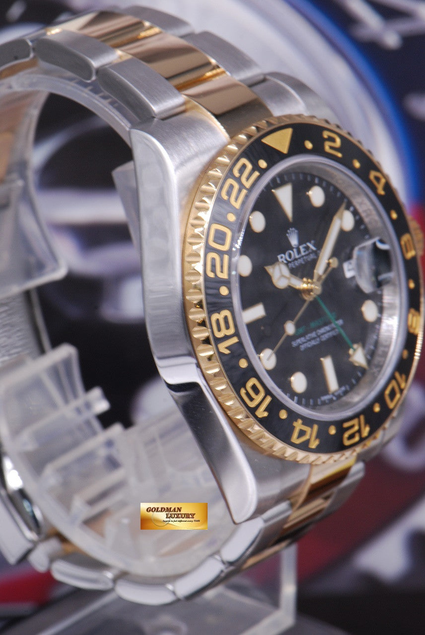 [SOLD] ROLEX OYSTER PERPETUAL GMT-MASTER II HALF-GOLD CERAMIC BEZEL Ref 116713LN (MINT)