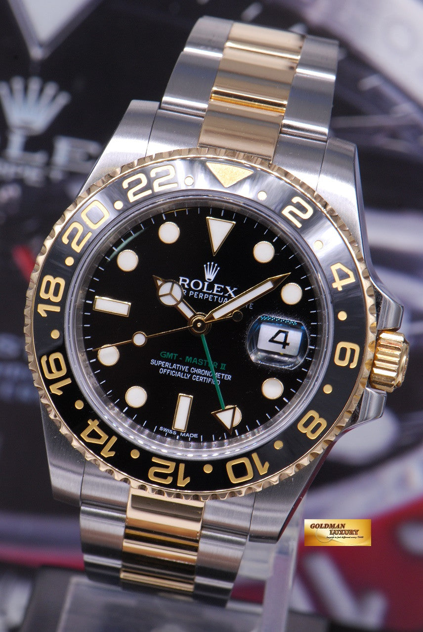 [SOLD] ROLEX OYSTER PERPETUAL GMT-MASTER II HALF-GOLD CERAMIC BEZEL Ref 116713LN (MINT)
