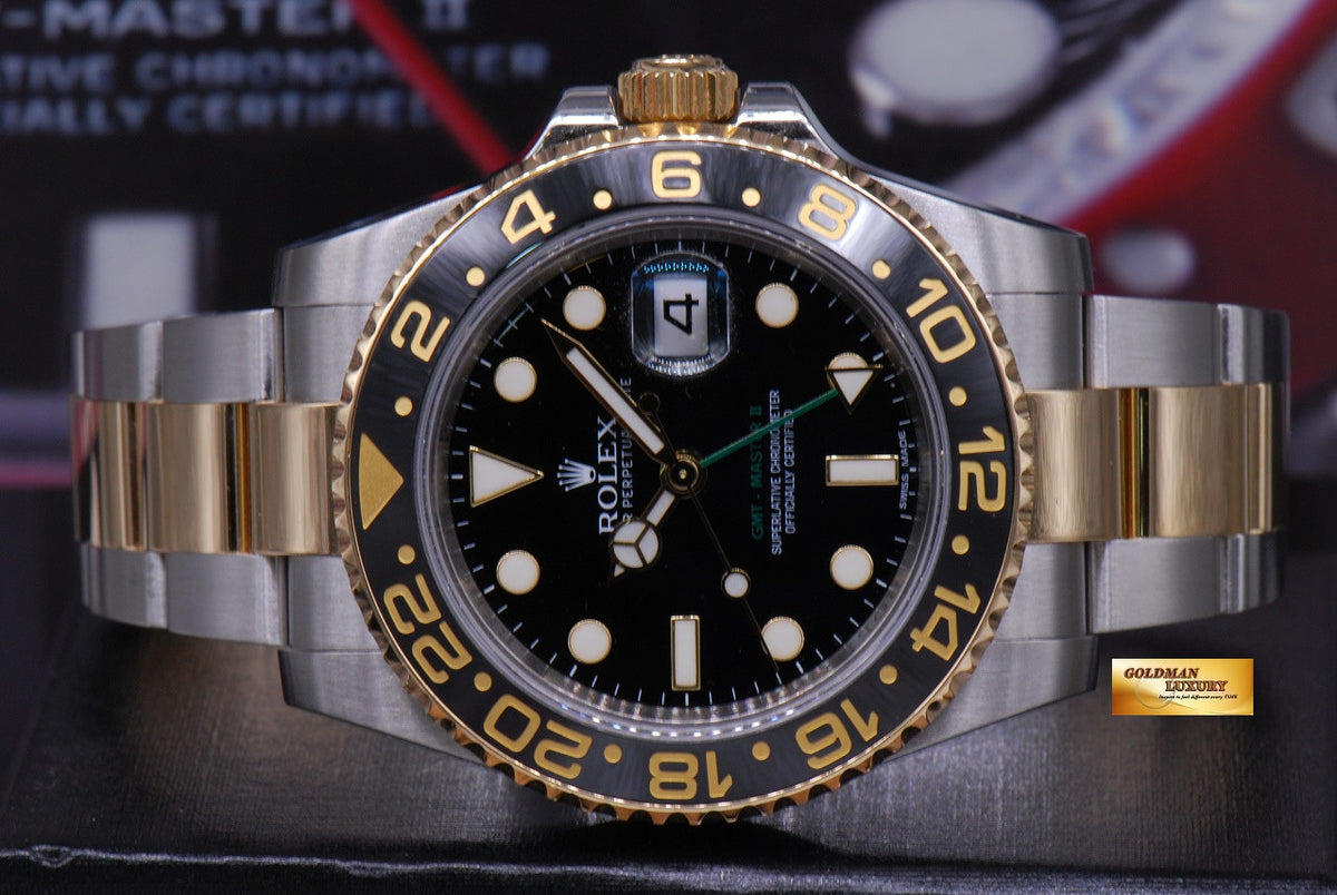[SOLD] ROLEX OYSTER PERPETUAL GMT-MASTER II HALF-GOLD CERAMIC BEZEL Ref 116713LN (MINT)