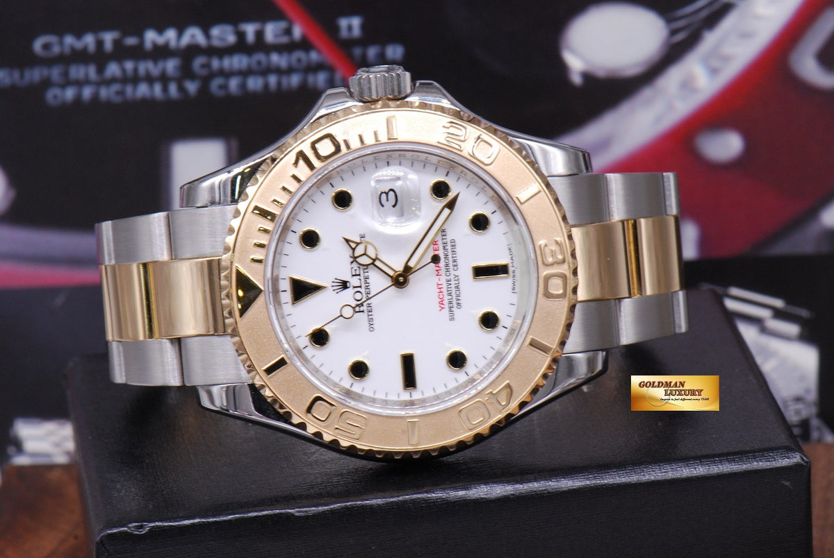 [SOLD] ROLEX OYSTER PERPETUAL YACHT-MASTER HALF-GOLD WHITE ONYX DIAL (MINT)