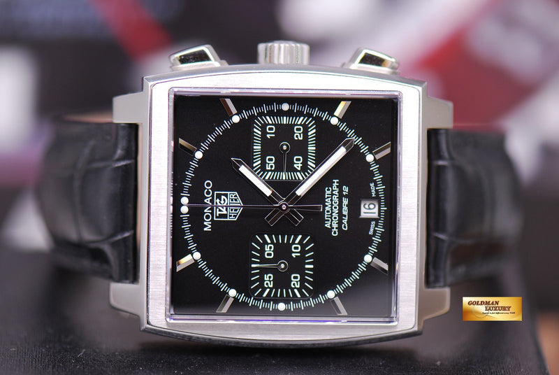 SOLD TAG HEUER MONACO CALIBRE 12 CHRONOGRAPH AUTOMATIC BLACK