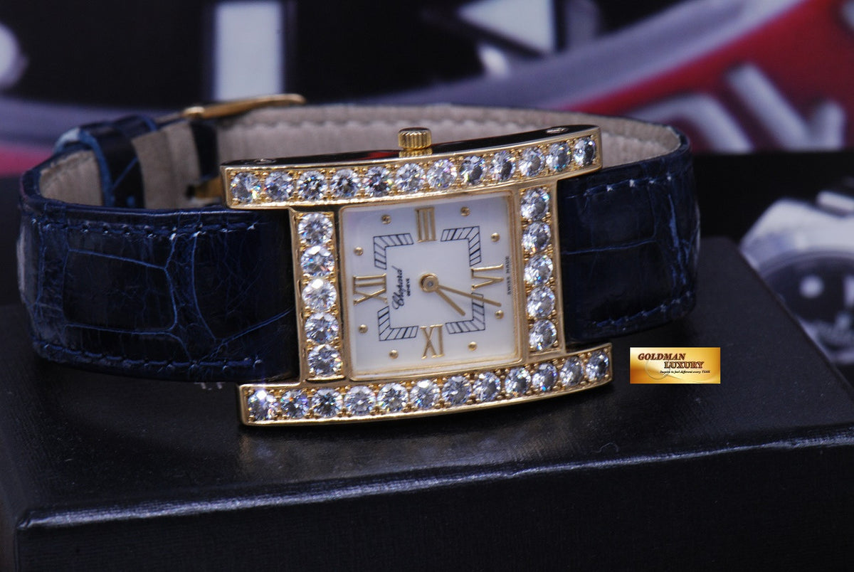 [SOLD] CHOPARD H DIAMOND 18K YELLOW GOLD LADIES MOP QUARTZ 13/6621 (NEAR MINT)