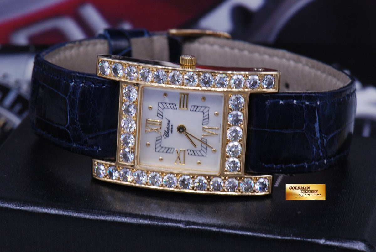 [SOLD] CHOPARD H DIAMOND 18K YELLOW GOLD LADIES MOP QUARTZ 13/6621 (NEAR MINT)
