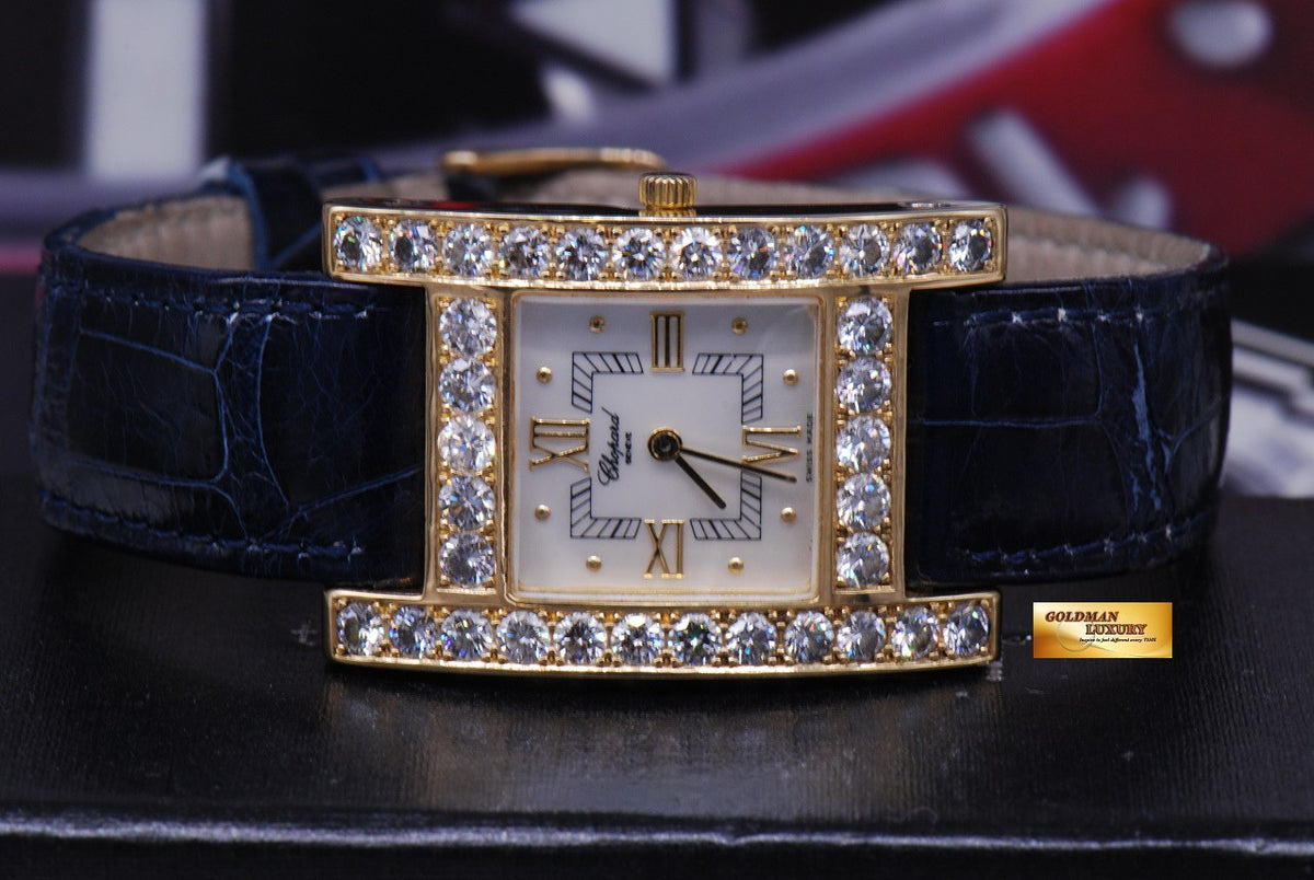 [SOLD] CHOPARD H DIAMOND 18K YELLOW GOLD LADIES MOP QUARTZ 13/6621 (NEAR MINT)