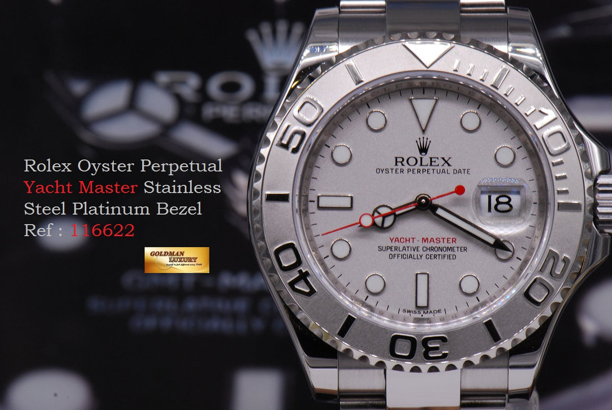 [SOLD] ROLEX OYSTER PERPETUAL YACHT MASTER Ref 116622 PLATINUM BEZEL (MINT)