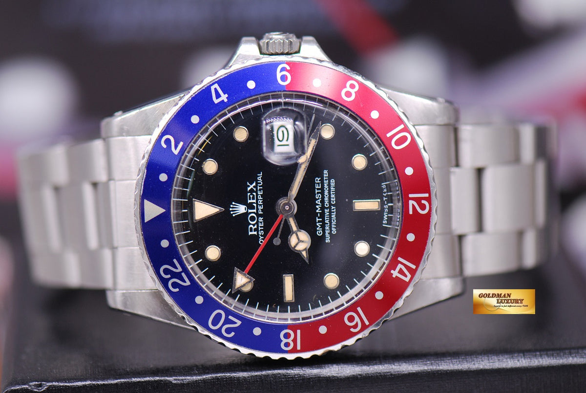[SOLD] ROLEX OYSTER PERPETUAL GMT-MASTER PEPSI BEZEL TRANSITION MODEL 16750 (AGING)