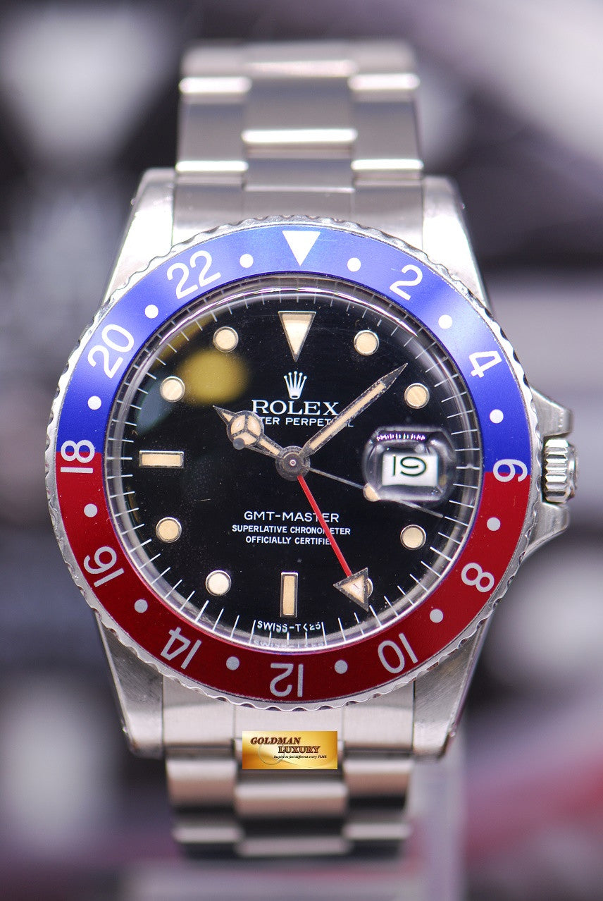 [SOLD] ROLEX OYSTER PERPETUAL GMT-MASTER PEPSI BEZEL TRANSITION MODEL 16750 (AGING)