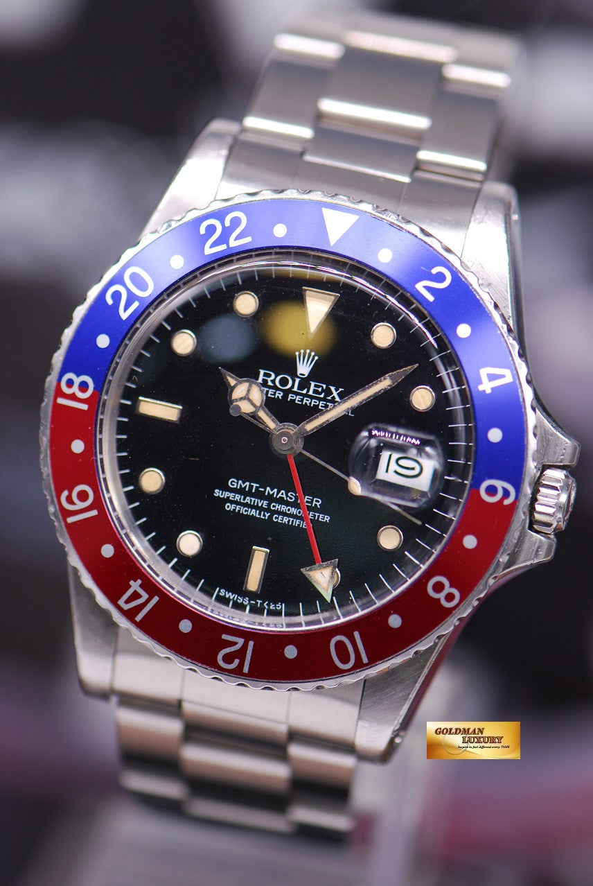 [SOLD] ROLEX OYSTER PERPETUAL GMT-MASTER PEPSI BEZEL TRANSITION MODEL 16750 (AGING)
