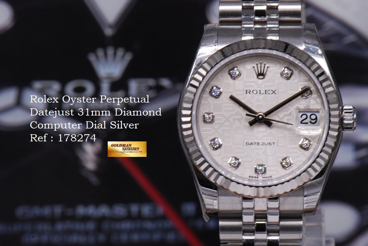 [SOLD] ROLEX OYSTER PERPETUAL DATEJUST DIAMONDS COMPUTER DIAL BOYSIZE Ref 178274 (LNIB)