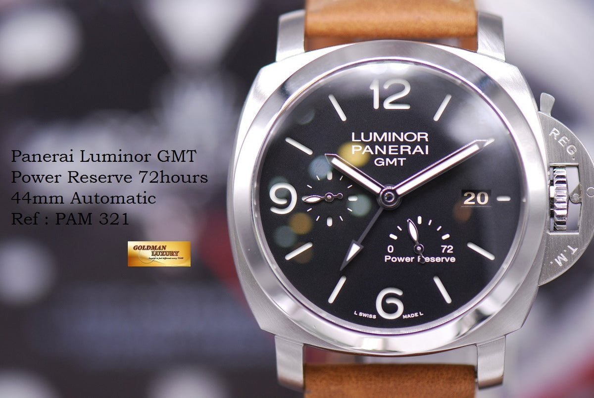 [SOLD] PANERAI LUMINOR 1950 GMT POWER RESERVE 44mm AUTOMATIC PAM321 (MINT)