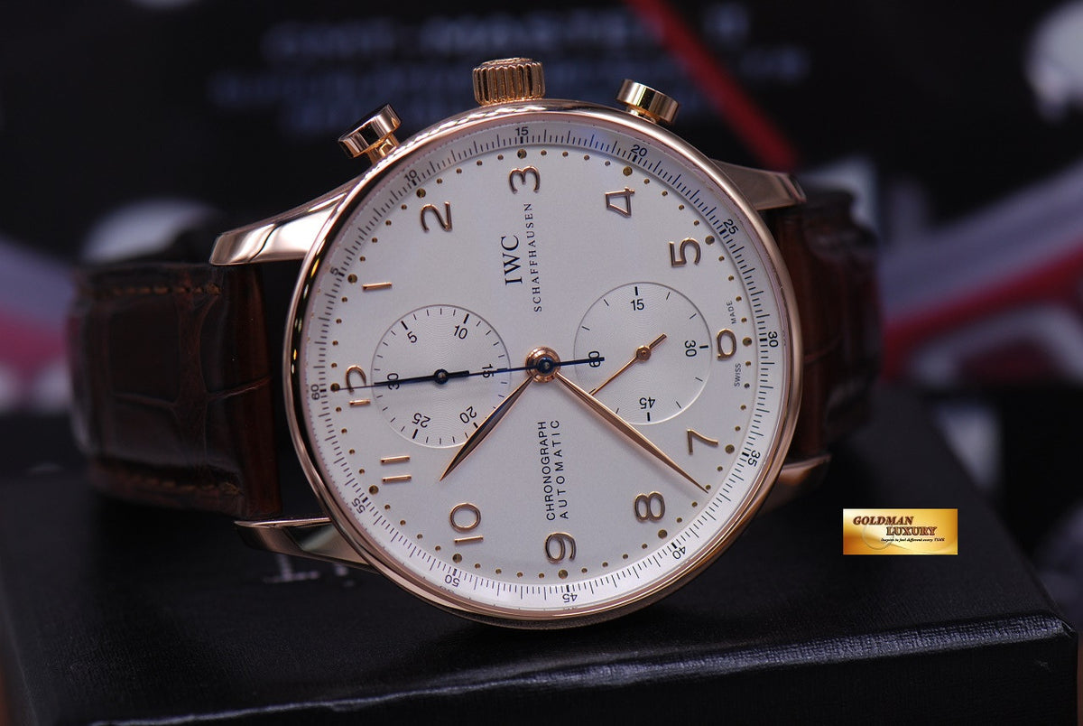 [SOLD] IWC PORTUGUESE CHRONOGRAPH 18K ROSE GOLD IW371480 WHITE AUTOMATIC (MINT)
