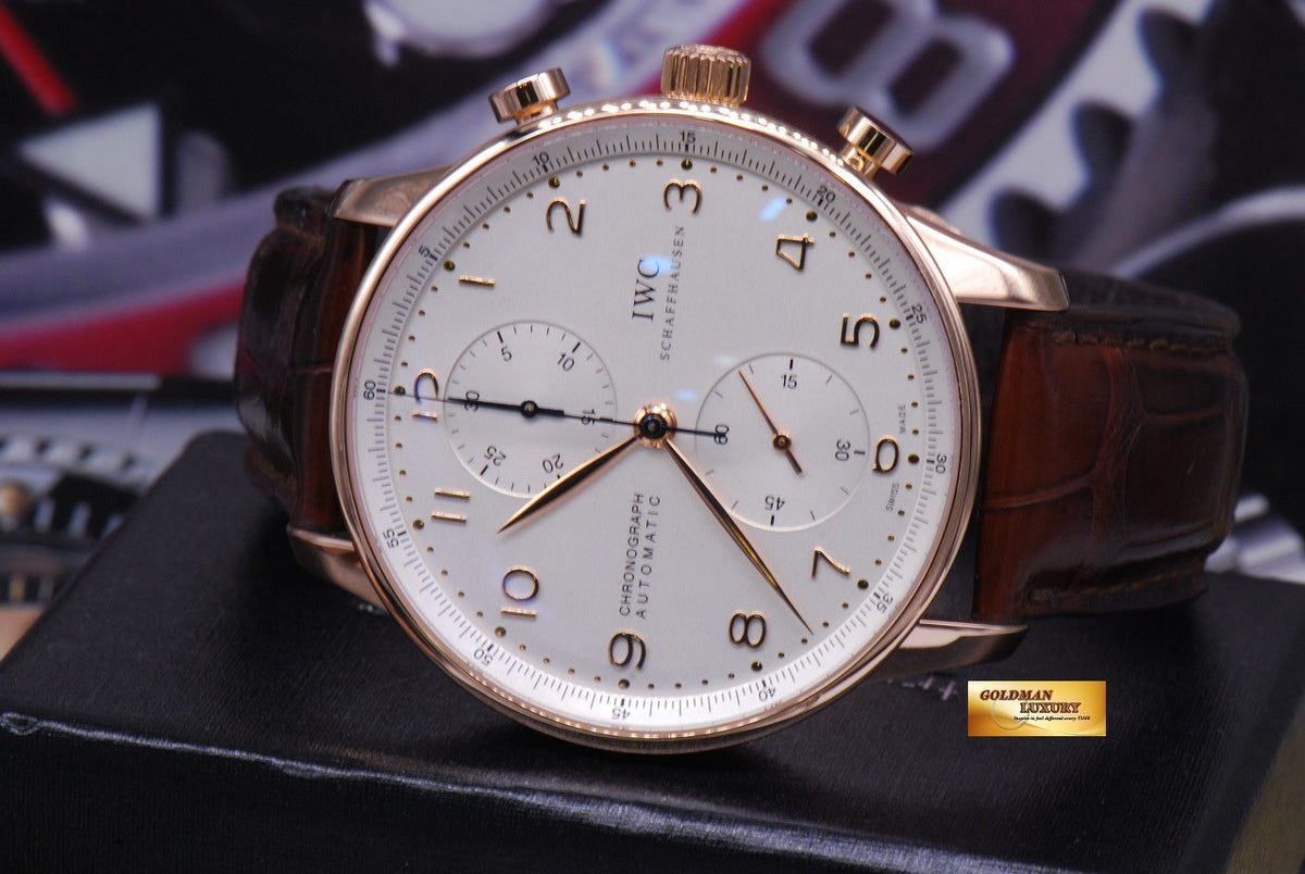 [SOLD] IWC PORTUGUESE CHRONOGRAPH 18K ROSE GOLD IW371480 WHITE AUTOMATIC (MINT)