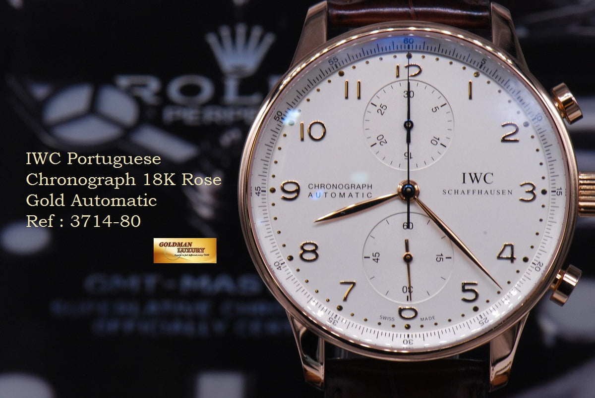 [SOLD] IWC PORTUGUESE CHRONOGRAPH 18K ROSE GOLD IW371480 WHITE AUTOMATIC (MINT)
