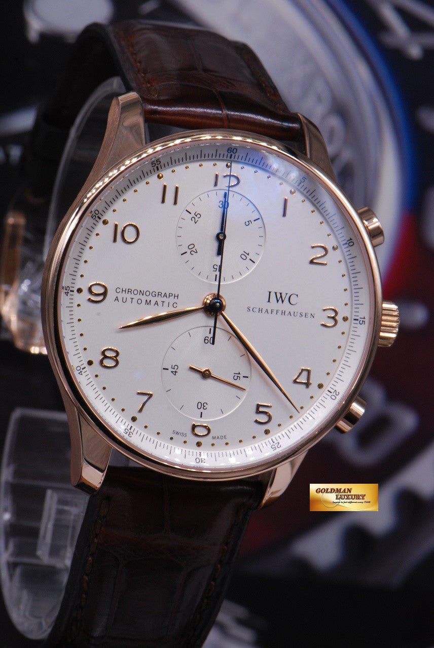 [SOLD] IWC PORTUGUESE CHRONOGRAPH 18K ROSE GOLD IW371480 WHITE AUTOMATIC (MINT)