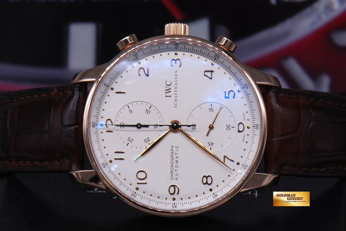 [SOLD] IWC PORTUGUESE CHRONOGRAPH 18K ROSE GOLD IW371480 WHITE AUTOMATIC (MINT)