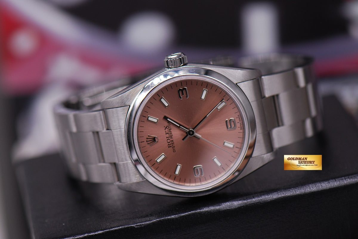 [SOLD] ROLEX OYSTER PERPETUAL 31mm BOYSIZE SALMON DIAL STAINLESS STEEL 77080 (MINT)
