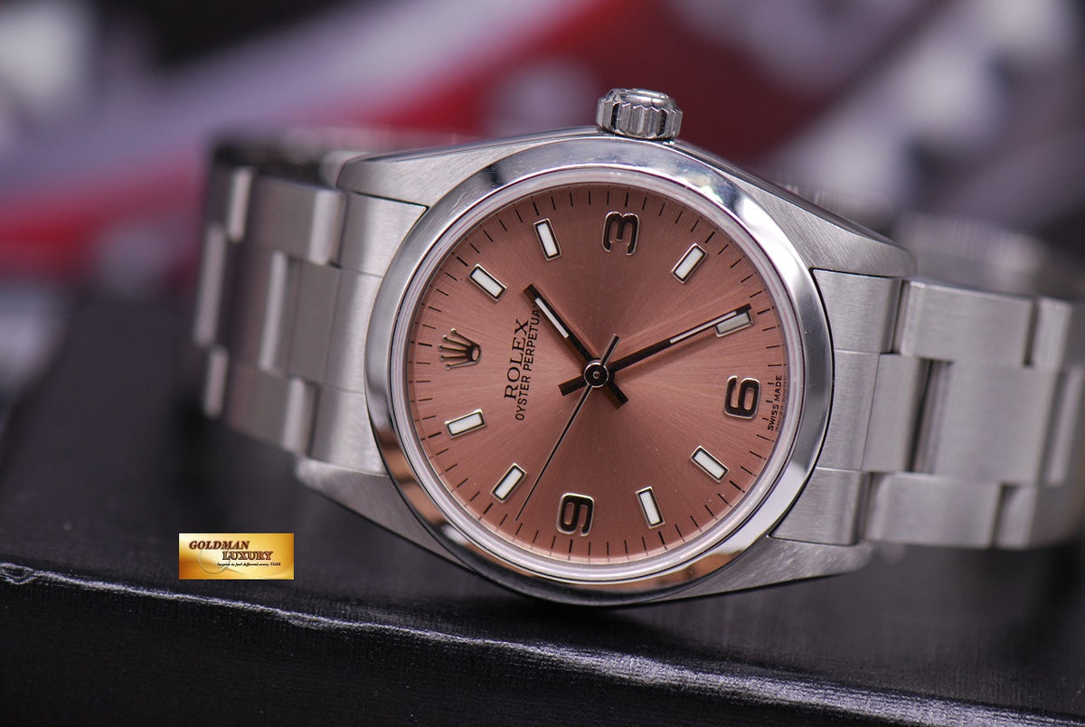 [SOLD] ROLEX OYSTER PERPETUAL 31mm BOYSIZE SALMON DIAL STAINLESS STEEL 77080 (MINT)