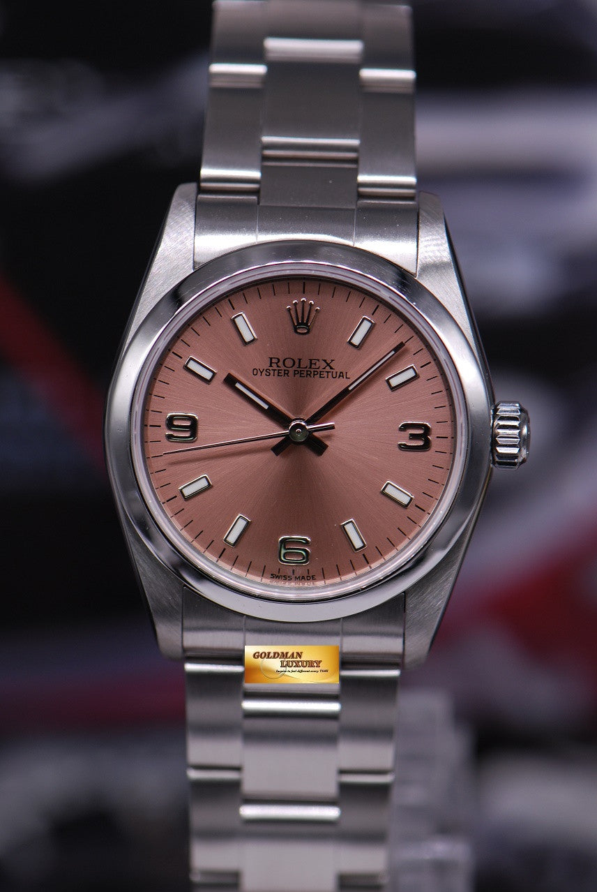 [SOLD] ROLEX OYSTER PERPETUAL 31mm BOYSIZE SALMON DIAL STAINLESS STEEL 77080 (MINT)