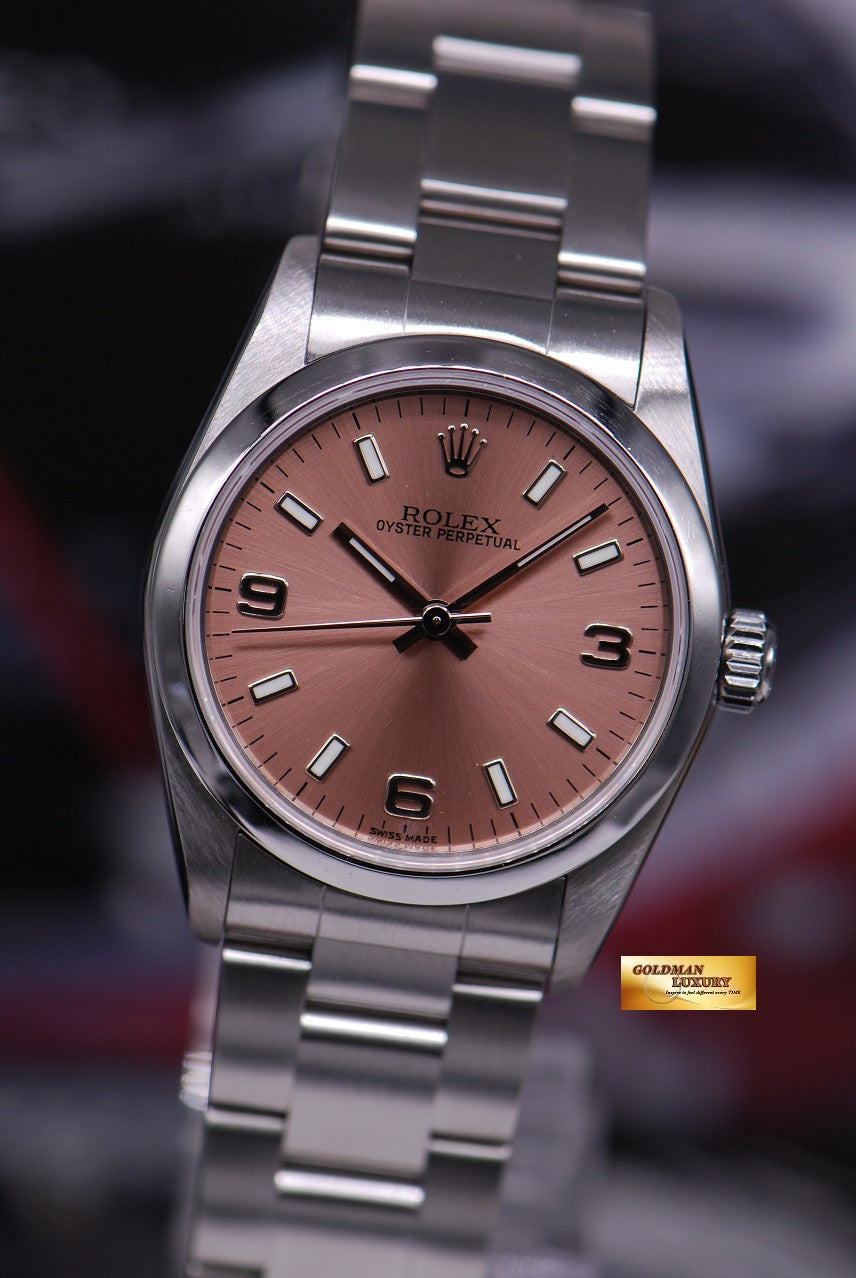 [SOLD] ROLEX OYSTER PERPETUAL 31mm BOYSIZE SALMON DIAL STAINLESS STEEL 77080 (MINT)