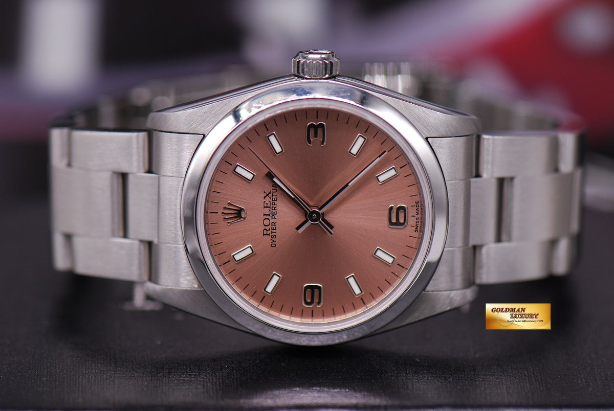 [SOLD] ROLEX OYSTER PERPETUAL 31mm BOYSIZE SALMON DIAL STAINLESS STEEL 77080 (MINT)