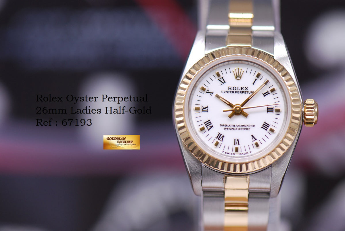 [SOLD] ROLEX OYSTER PERPETUAL 26mm LADIES HALF-GOLD 67193 (MINT)