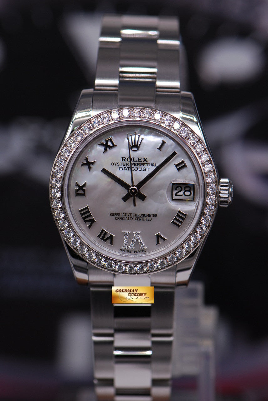 [SOLD] ROLEX OYSTER PERPETUAL LADIES 31mm MOP DIAMOND BEZEL 178384 (MINT)