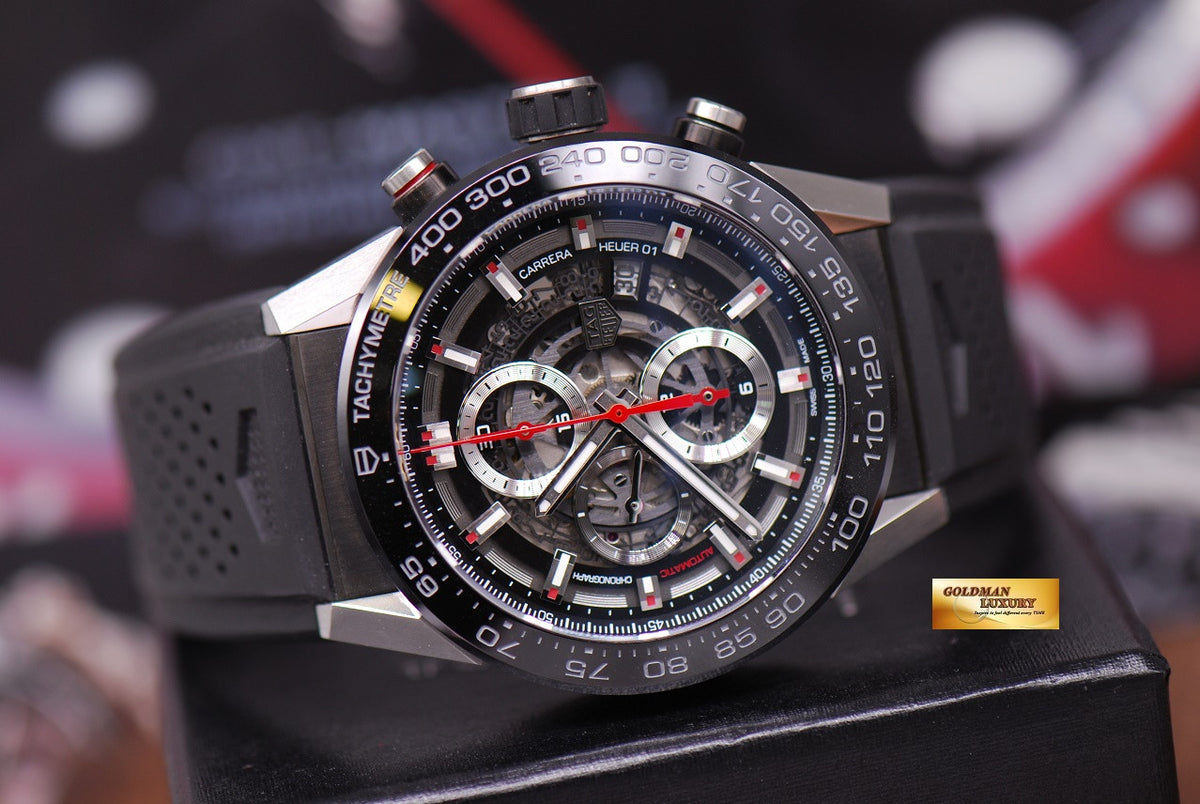 [SOLD] TAG HEUER CARRERA CALIBRE HEUER 01 SKELETONISED DIAL CHRONOGRAPH CAR2A1Z (LNIB)
