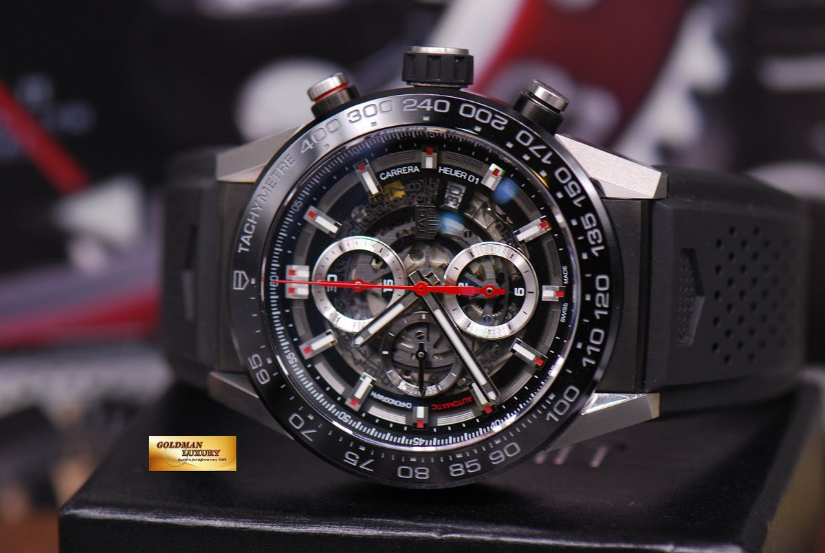 [SOLD] TAG HEUER CARRERA CALIBRE HEUER 01 SKELETONISED DIAL CHRONOGRAPH CAR2A1Z (LNIB)