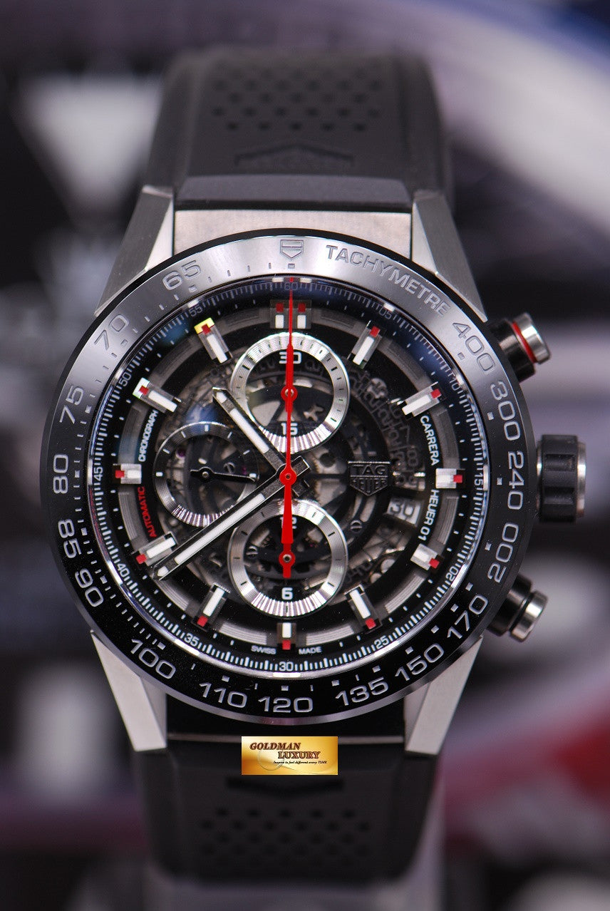 [SOLD] TAG HEUER CARRERA CALIBRE HEUER 01 SKELETONISED DIAL CHRONOGRAPH CAR2A1Z (LNIB)