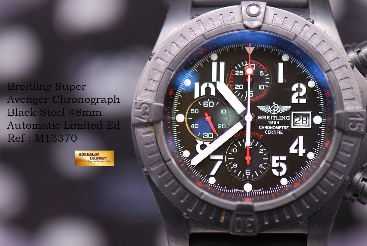 [SOLD] BREITLING SUPER AVENGER 48mm BLACK STEEL CHRONOGRAPH LIMITED EDITION 3000 (NEAR MINT)