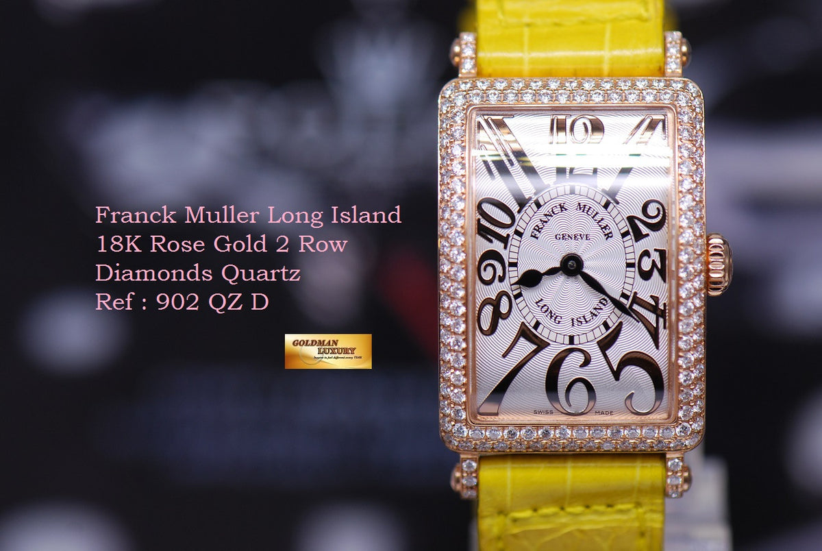 [SOLD] FRANCK MULLER LONG ISLAND 18K ROSE GOLD 2 ROWS DIAMONDS QUARTZ 902 QZ D (MINT)