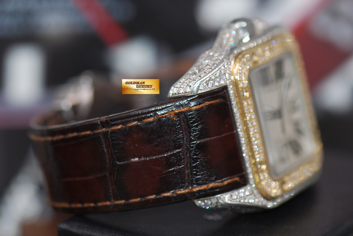 [SOLD] CARTIER SANTOS 100 XL HALF-GOLD CUSTOM FULL DIAMONDS AUTOMATIC (NEAR MINT)