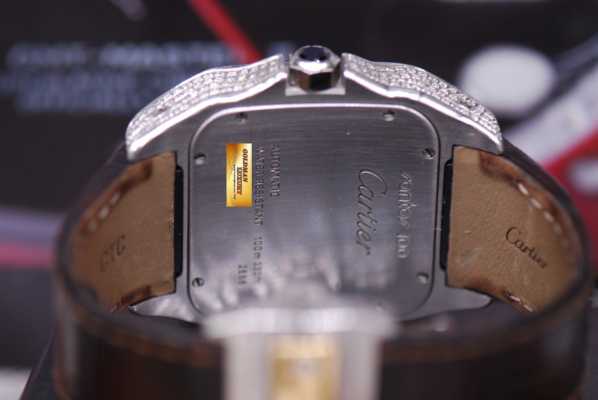 [SOLD] CARTIER SANTOS 100 XL HALF-GOLD CUSTOM FULL DIAMONDS AUTOMATIC (NEAR MINT)