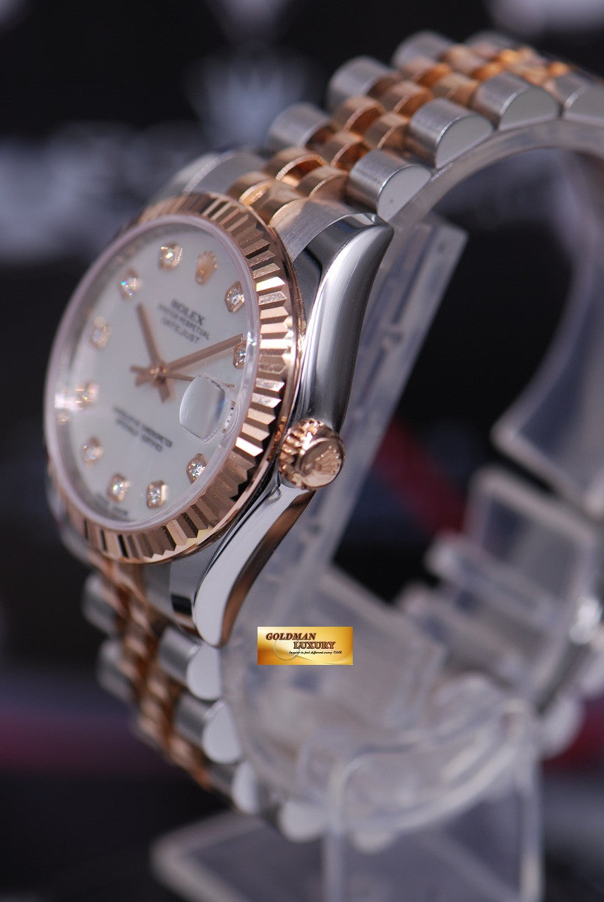 [SOLD] ROLEX OYSTER PERPETUAL LADIES 31mm HALF-ROSE GOLD MOP DIAMOND DIAL 178271 (MINT)