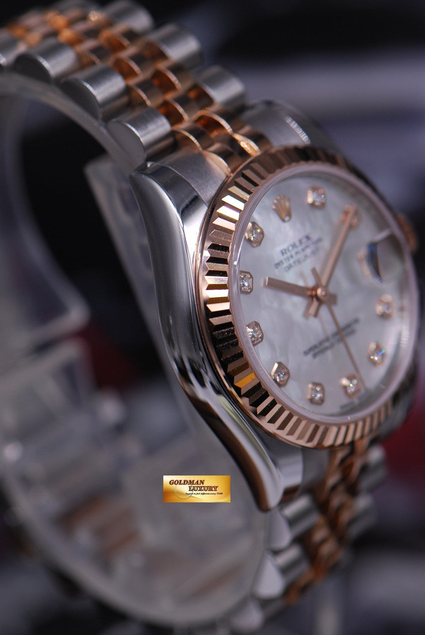 [SOLD] ROLEX OYSTER PERPETUAL LADIES 31mm HALF-ROSE GOLD MOP DIAMOND DIAL 178271 (MINT)