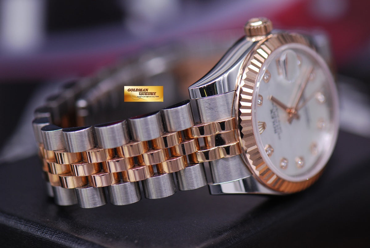[SOLD] ROLEX OYSTER PERPETUAL LADIES 31mm HALF-ROSE GOLD MOP DIAMOND DIAL 178271 (MINT)