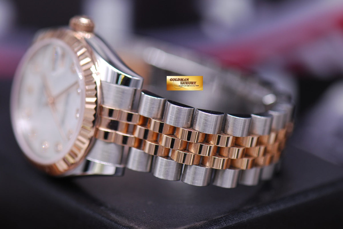 [SOLD] ROLEX OYSTER PERPETUAL LADIES 31mm HALF-ROSE GOLD MOP DIAMOND DIAL 178271 (MINT)